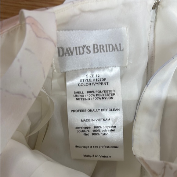 David’s Bridal 12 Ivory Print Tulle Flower Girl Dress Wedding Formal - Picture 6 of 8